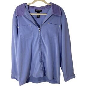 Vintage Denim & Co periwinkle zip-up shirt jacket shacket corduroy collar size L